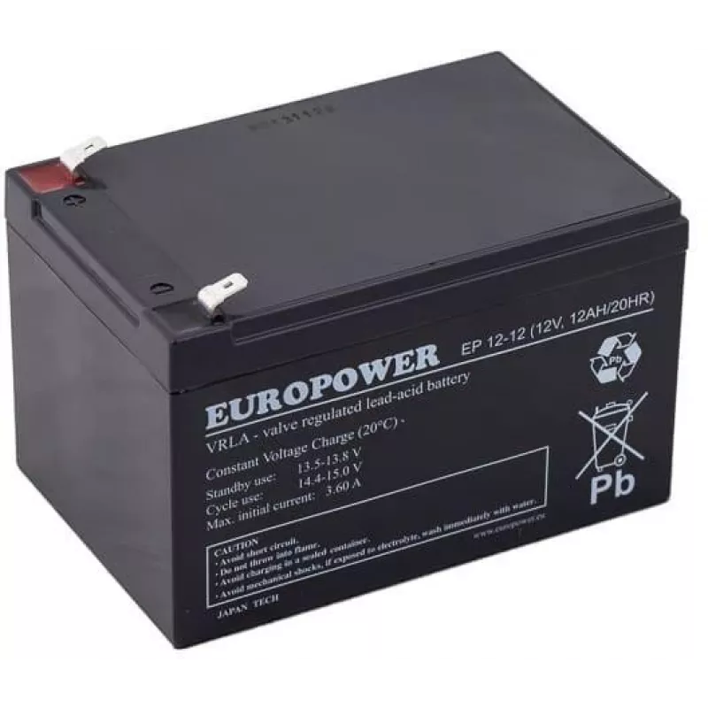 Europower EP12-12 12V 12Ah AGM Batterij