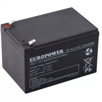 Europower EP12-12 12V 12Ah AGM Batterij