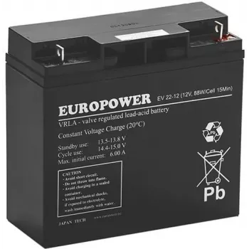 EUROPOWER EV Series AGM Batterij 12V 20Ah (C10) Deep Cycle VRLA