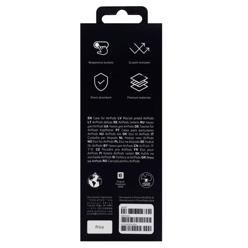 Evelatus Apple AirPods Case EAC04 donkergrijs