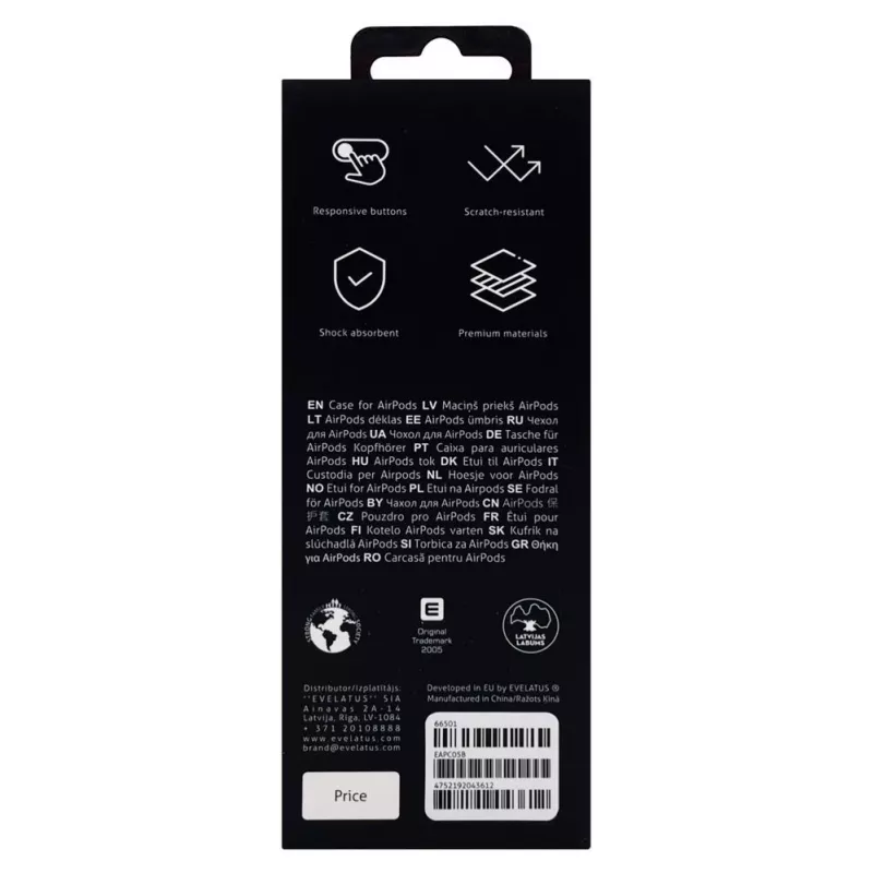 Evelatus Apple AirPods Case EAC05 Zwart