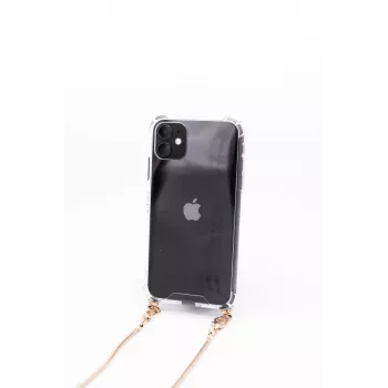 Evelatus Apple iPhone 11 Pro Max siliconen transparant met halsketting TPU band goud