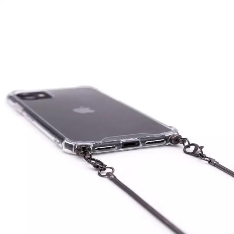 Evelatus Apple iPhone 11 Pro Max siliconen transparant met halsband TPU band spacegrijs
