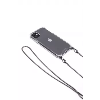 Evelatus Apple iPhone 11 Pro Max siliconen transparant met halsband TPU band spacegrijs