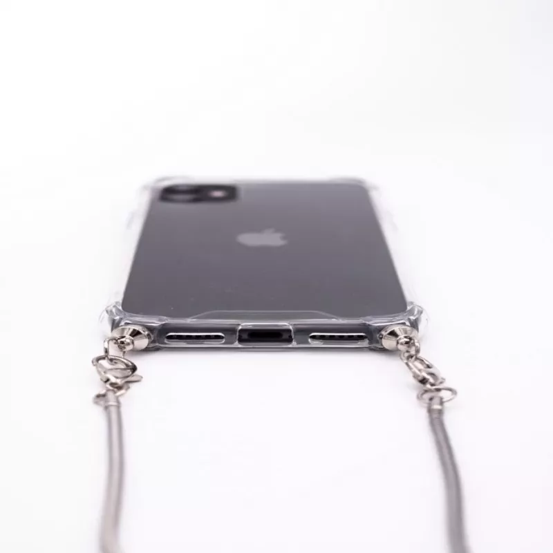 Evelatus Apple iPhone 11 Pro Siliconen Transparant met Halsband TPU Band Zilver