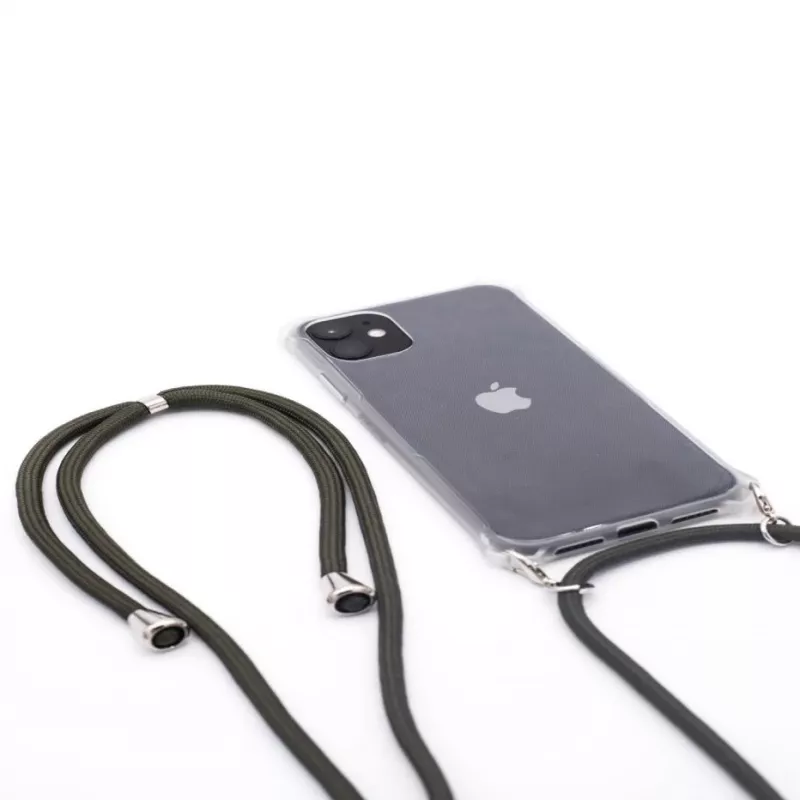 Evelatus Apple iPhone 11 siliconen transparant case met ketting TPU band transparant