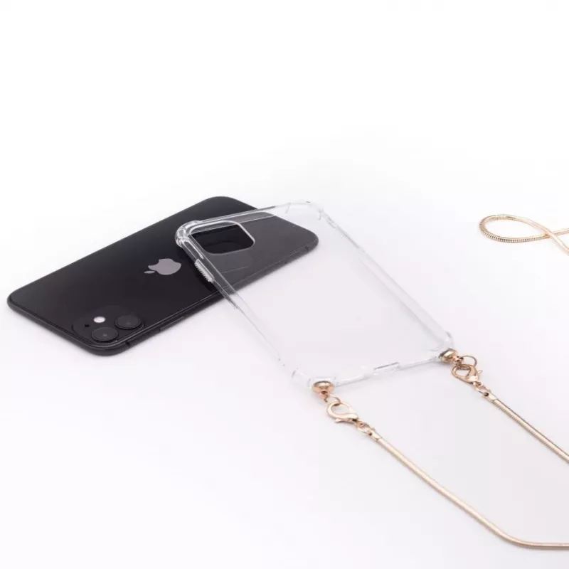 Evelatus Apple iPhone 11 Siliconen Transparant met Halsband TPU Band Goud