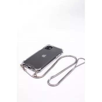 Evelatus Apple iPhone 11 Siliconen Transparant met Halsband TPU Band Zilver