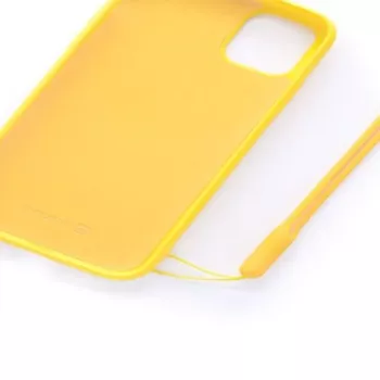 Evelatus Apple iPhone 11 soft touch siliconenhoesje met draagriem geel