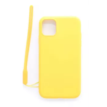Evelatus Apple iPhone 11 soft touch siliconenhoesje met draagriem geel