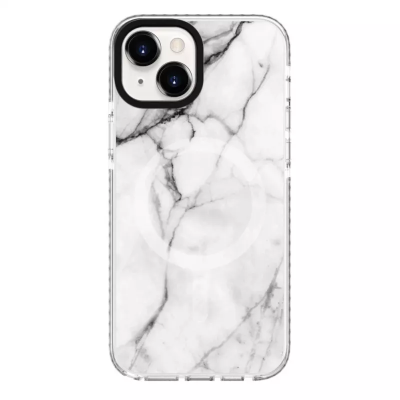 Evelatus Apple iPhone 15 Plus PC+TPU hoesje met MagSafe – Custom Marble White
