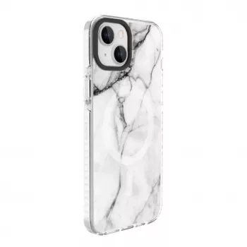 Evelatus Apple iPhone 15 Plus PC+TPU hoesje met MagSafe – Custom Marble White