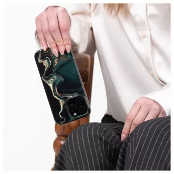 Evelatus Apple iPhone 15 Pro PC-hoesje Custom Print Marble Dark Green