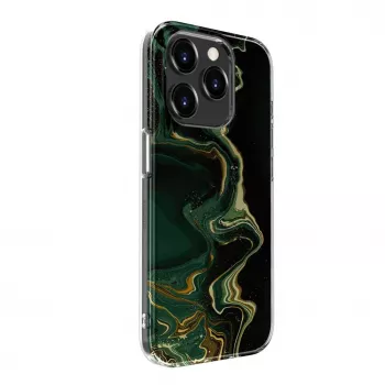 Evelatus Apple iPhone 15 Pro PC-hoesje Custom Print Marble Dark Green