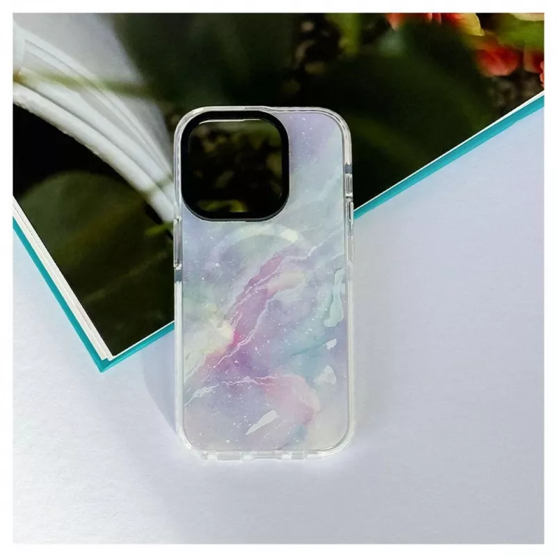 Evelatus Apple iPhone 15 Pro PC+TPU hoes met MagSafe – marmer paars