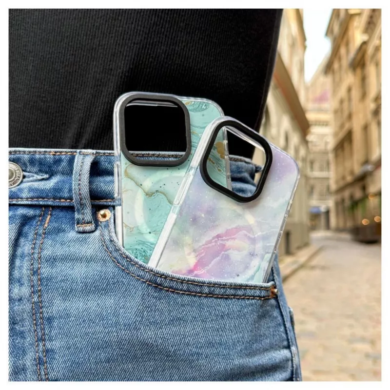 Evelatus Apple iPhone 15 Pro PC+TPU hoes met MagSafe – marmer paars