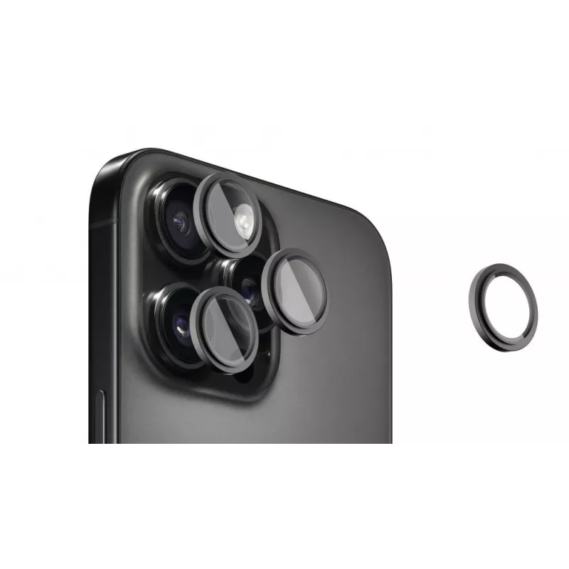 Evelatus Apple iPhone 16 Pro / 16 Pro Max camera-lensbescherming Armor Black Titanium