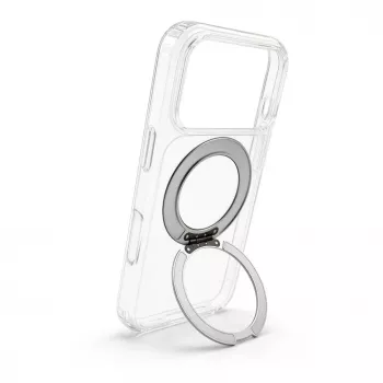Evelatus Apple iPhone 17 Pro hybride hoesje met MagSafe PC+TPU 360° metalen standaard transparant