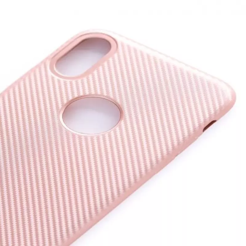 Evelatus Apple iPhone X Carbon roze achtercover