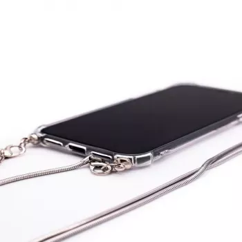 Evelatus Apple iPhone XR Siliconen Transparant met Halsband TPU Band Zilver
