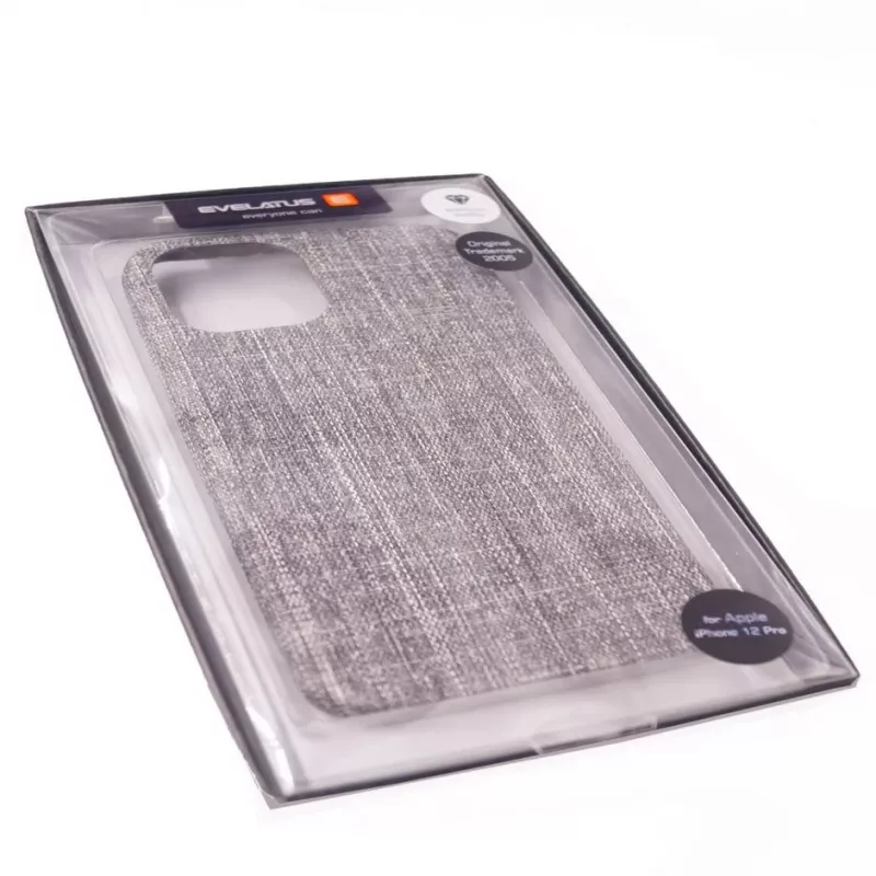 Evelatus stoffen hoes voor Apple iPhone 12/12 Pro EFC01 - zwart