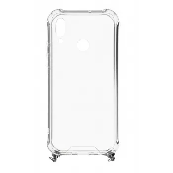 Evelatus Huawei P Smart 2019 siliconen transparant met halsband TPU band zilver