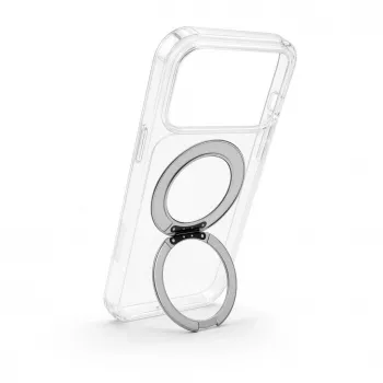 Evelatus hybride hoesje met MagSafe en 360° metalen standaard voor iPhone 17 Pro Max, transparant