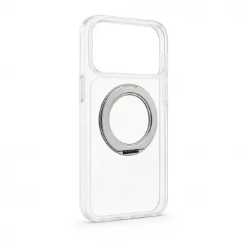Evelatus hybride hoesje met MagSafe en 360° metalen standaard voor iPhone 17 Pro Max, transparant
