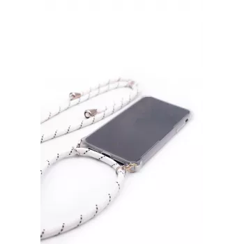 Evelatus Samsung A50 hoesje met bandje witte strepen transparant