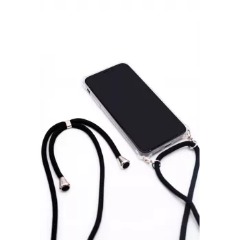 Evelatus Samsung A50s hoesje met bandje zwart transparant