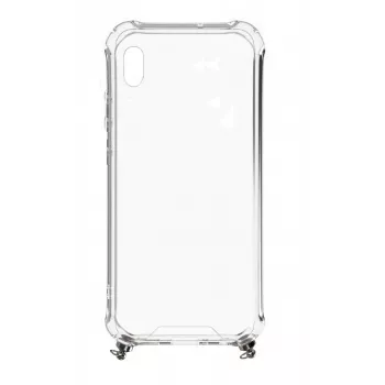 Evelatus Samsung Galaxy A10 siliconen transparant met halsband TPU band zilver