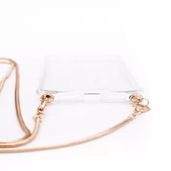 Evelatus Samsung Galaxy A40 siliconen transparant met halsband TPU band goud