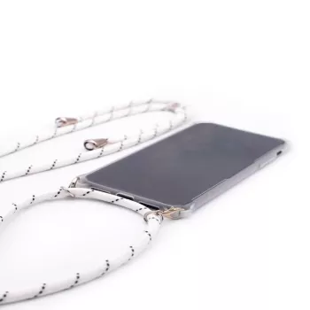 Evelatus Samsung Galaxy A50s Hoesje met Band Witte Strepen Transparant