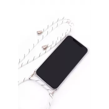 Evelatus Samsung Galaxy A50s Hoesje met Band Witte Strepen Transparant