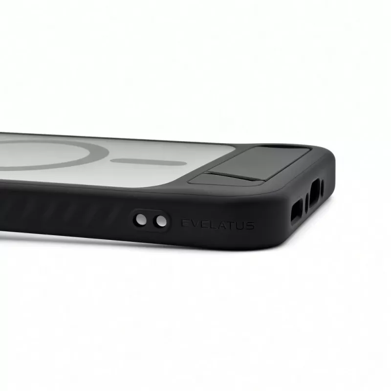 Evelatus Samsung Galaxy A57 gerubberd MagSafe-hoesje met standaard zwart