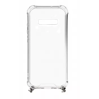 Evelatus Samsung Galaxy S10 siliconen transparant met ketting TPU-band zilver