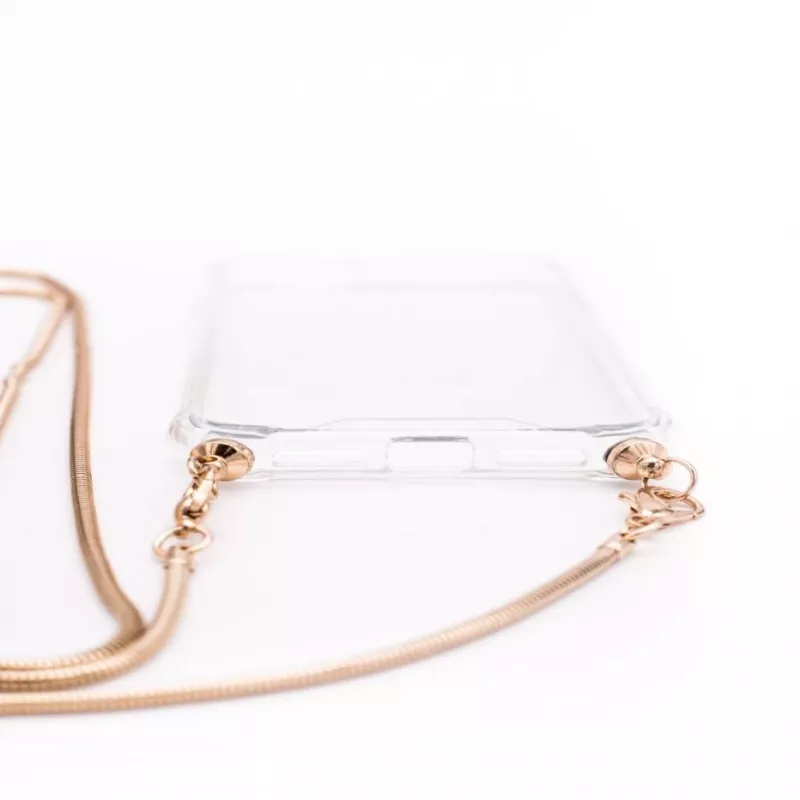 Evelatus Samsung Galaxy S10e Siliconen Transparant met Halsband TPU Band Goud