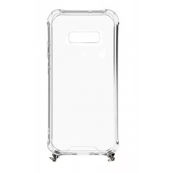 Evelatus Samsung Galaxy S10e Siliconen Transparant met Halsketting TPU Band Zilver