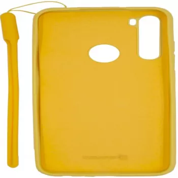 Evelatus Soft Touch Siliconen Hoesje met Handkoord voor Xiaomi Redmi Note 8 / Redmi Note 8 2021 - Geel