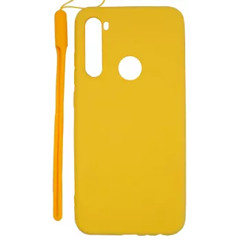 Evelatus Soft Touch Siliconen Hoesje met Handkoord voor Xiaomi Redmi Note 8 / Redmi Note 8 2021 - Geel