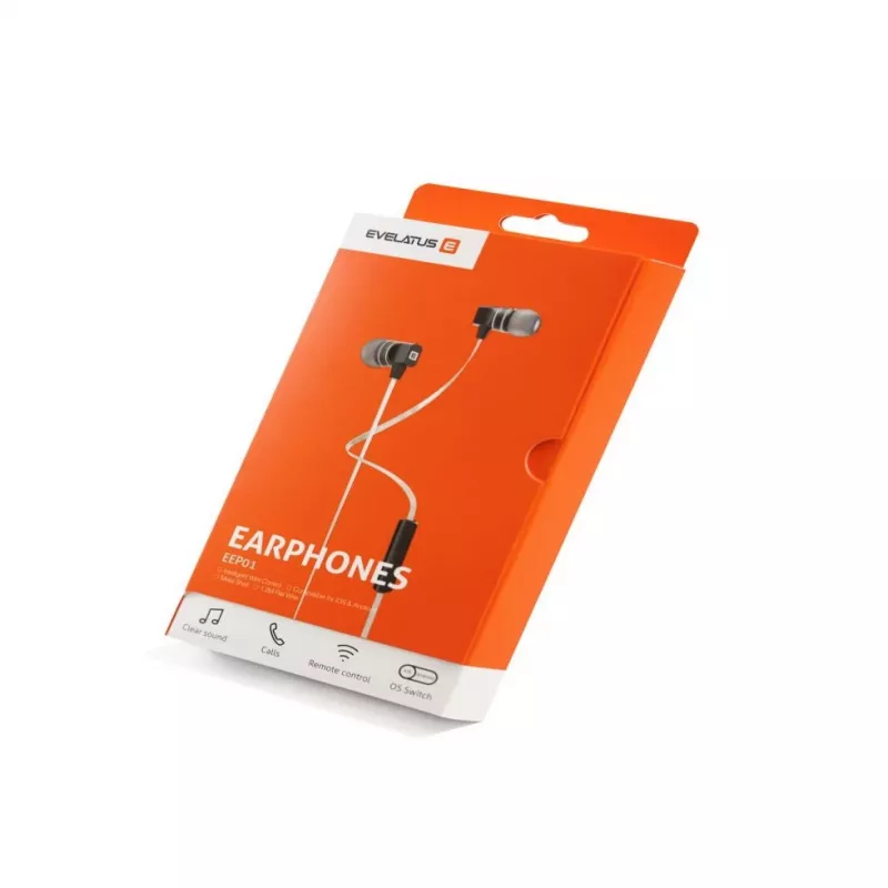 Evelatus universele handsfree-headset EEP01 met microfoon universeel 3,5 mm wit
