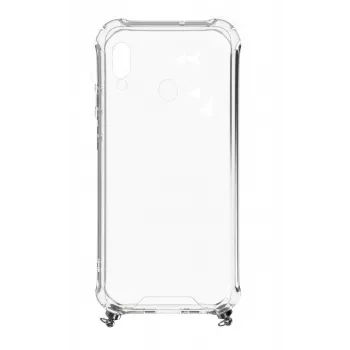Evelatus Xiaomi Redmi Note 7 silicone transparante achterkanthoes met ketting TPU band goud