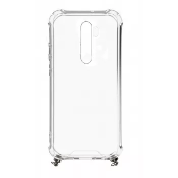 Evelatus Xiaomi Redmi Note 8 Pro Siliconen Transparant Hoesje met Halsband TPU Band Zilver