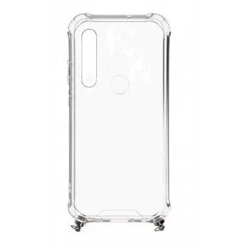 Evelatus Xiaomi Redmi Note 8 / Redmi Note 8 2021 silicone transparant met halsketting TPU band zilver