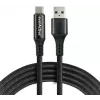everActive CBB-1CBL USB-A naar USB-C gevlochten kabel met LCD-vermogensmeter, 1m, 3A, zwart