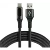 everActive CBB-1CBL USB-A naar USB-C gevlochten kabel met LCD-vermogensmeter, 1m, 3A, zwart