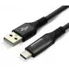 everActive CBB-1CBL USB-A naar USB-C gevlochten kabel met LCD-vermogensmeter, 1m, 3A, zwart