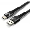 everActive CBB-1CBR USB-A naar USB-C RGB-LED gevlochten kabel 1m 3A zwart