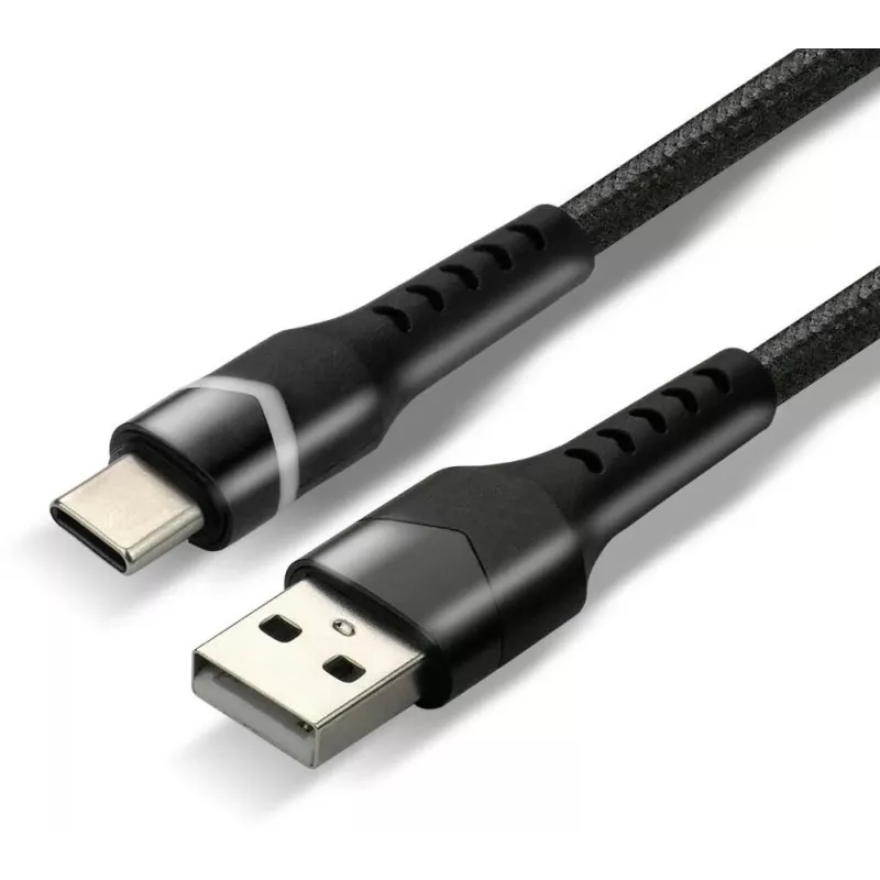 everActive CBB-1CBR USB-A naar USB-C RGB-LED gevlochten kabel 1m 3A zwart