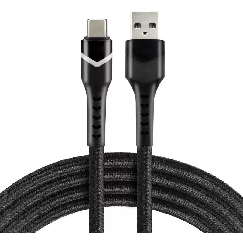 everActive CBB-1CBR USB-A naar USB-C RGB-LED gevlochten kabel 1m 3A zwart